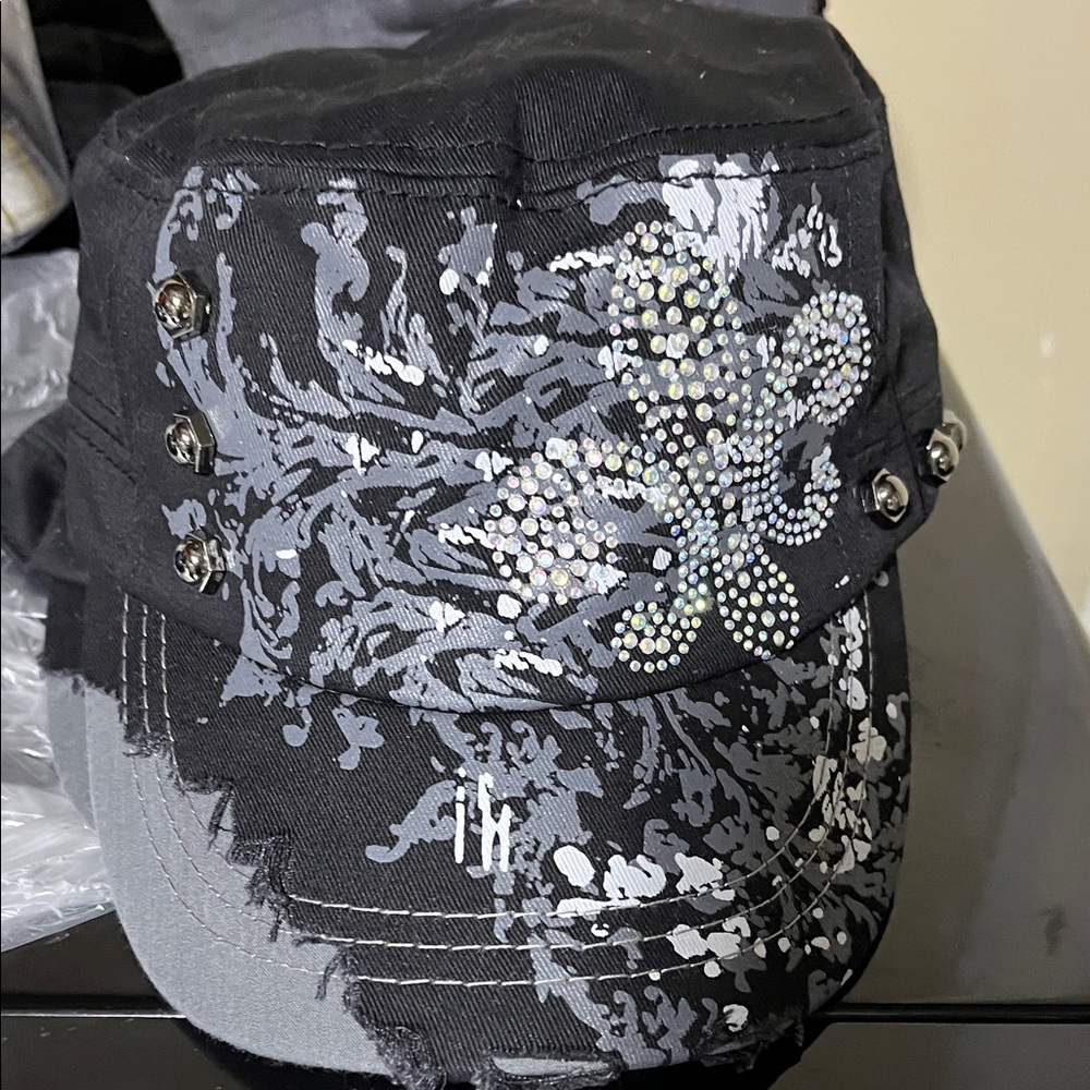 Black and Gray Embellished Women's Hat